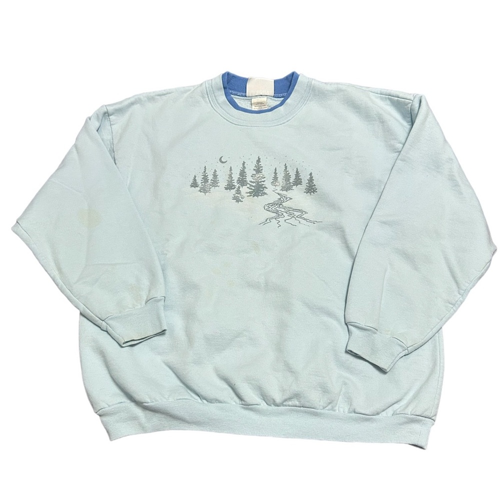 Vintage Women’s Petite Large Morning Sun Winter Starry Night Double Neck Sweater